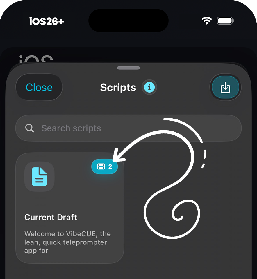 Vibe Cue iOS - save and manage your session takes the better way. Vibe Suite apps and plugins.